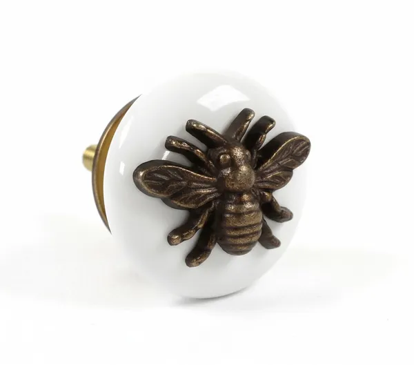 White_Bugs_Fitted_Ceramic_And_Aluminium_Knob_(Pack_Of_6)_(3.75L_X_3.75B_X_7H_Cm)