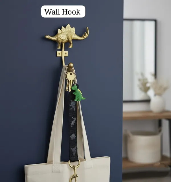 Golden_Dinosaur_Antique_Iron_Hook_(15L_X_15B_X_6H_Cm)