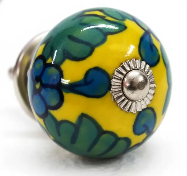 Teal_Yellow_Ceramic_Premium_Knob_(Pack_Of_6)_(4.5L_X_4.5B_X_7H_Cm)