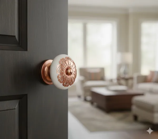 White_&_Copper_Copper_Ceramic_Knob_(Pack_Of_6)_(4.5L_X_4.5B_X_6.5H_Cm)