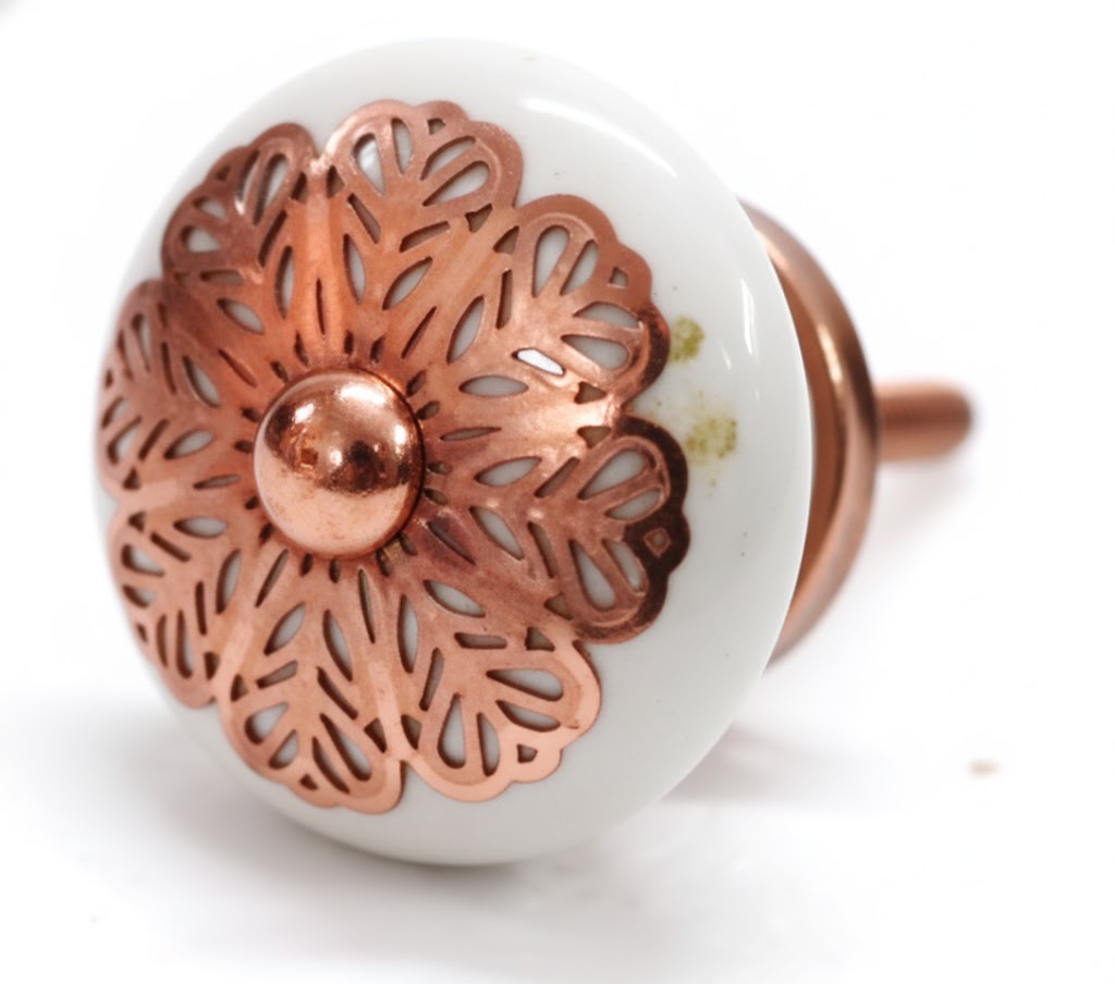 White_&_Copper_Copper_Ceramic_Knob_(Pack_Of_6)_(4.5L_X_4.5B_X_6.5H_Cm)