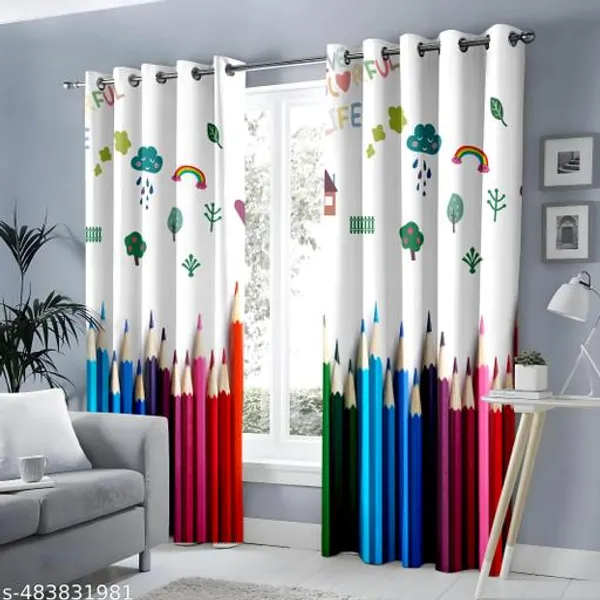 Multicolor_Polycotton_Kids_Pencil_Rainbow_Doodle_Print_Door_Curtain