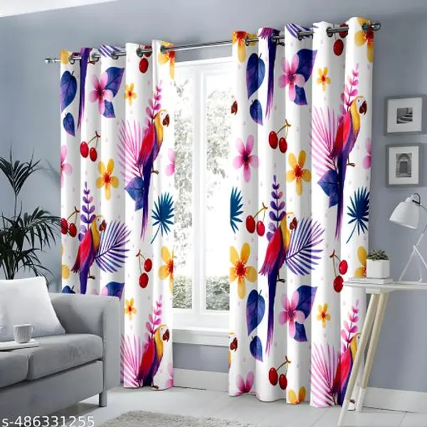 Pack_of_2_Pack_of_2__Multicolor_Polycotton_Tropical_Floral_Aviary_Parrots_Digital_Print_Door_Curtain