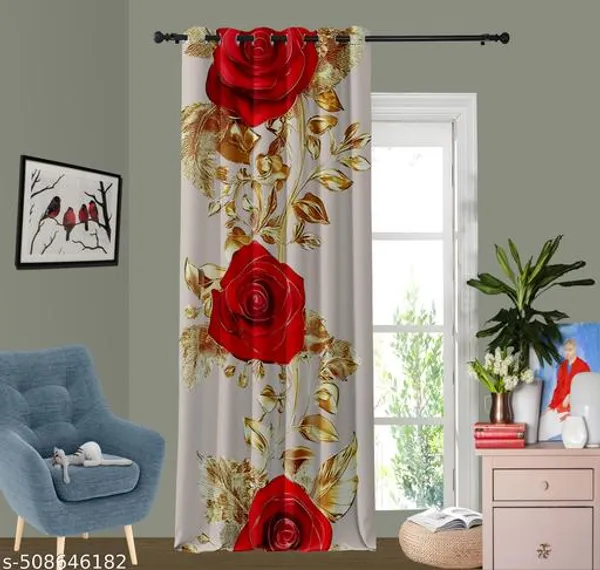 Pack_of_2_Pack_of_2__Multicolor_Polycotton_3D_Spring_Rosefloral_Print_Door_Curtain