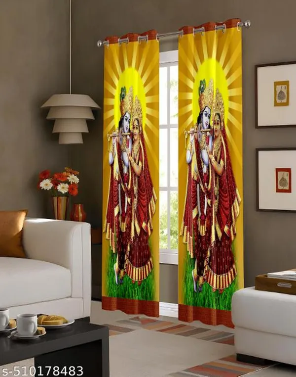 Multicolor_Polycotton_Devotional_Radha_Krishna_Digital_Print_Door_Curtain