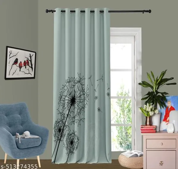 Multicolor_Polycotton_Blackout_3D_Dandelion_Print_Eyelet_Curtain