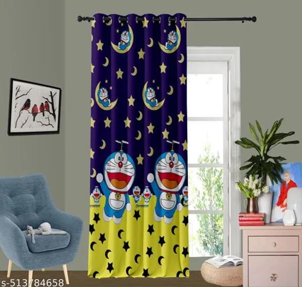 Multicolor_Polycotton_Kids_Cartoon_Robot_3D_Print_Door_Curtain
