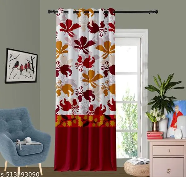 Multicolor_Polycotton_3D_Digital_Autumn_Leaves_Print_Door_Curtain