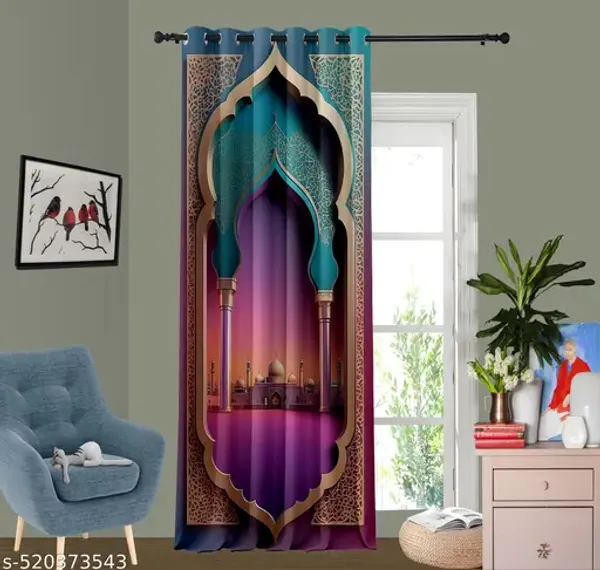 Multicolor_Polycotton_3D_Temple_Entrance_Print_Curtain