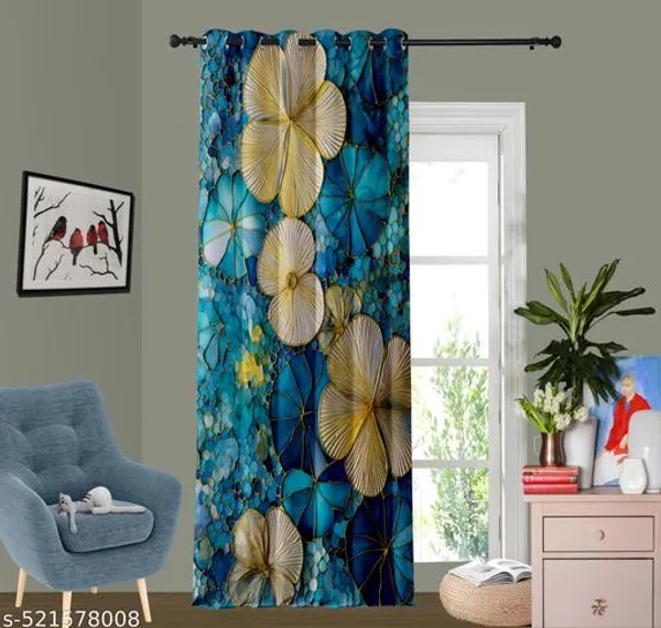 Multicolor_Polycotton_Modern_Golden_Bloom_Print_Door_Curtain