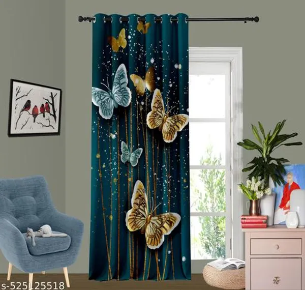 Multicolor_Polycotton_Whimsical_3D_Butterfly_Print_Door_Curtain