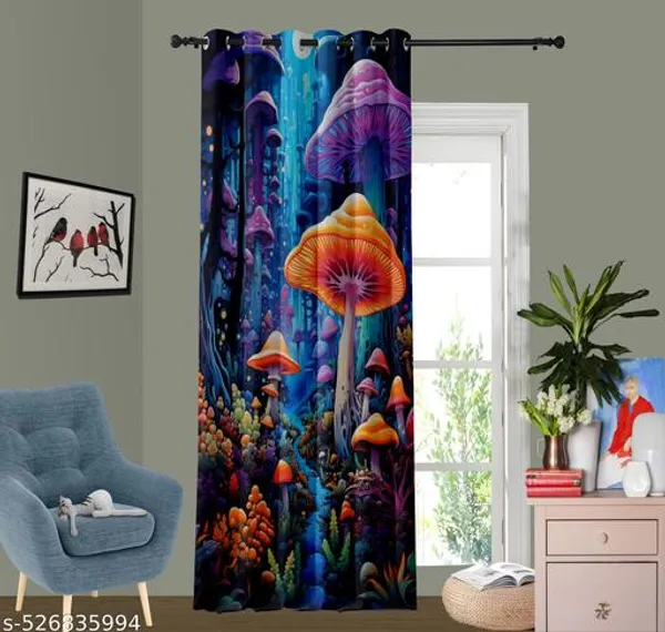Pack_of_2_Pack_of_2__Multicolor_Polycotton_Blackout_Enchanted_Forest_Print_Window_Curtain