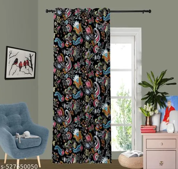 Pack_of_2_Pack_of_2__Multicolor_Polycotton_Bohemian_Floral_Bird_Print_Door_Curtain