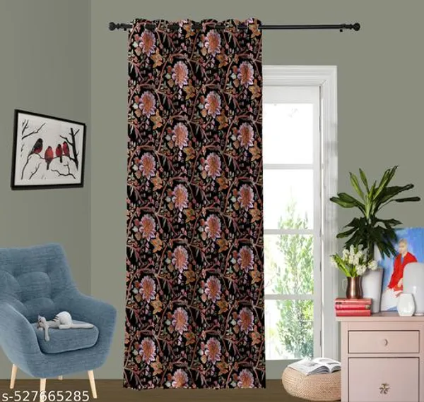 Pack_of_2_Pack_of_2__Multicolor_Polycotton_Floral_Print_Grommet_Door_Curtain