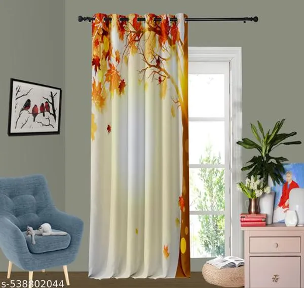 Multicolor_Polyester_Leaf_Digital_Print_Eyelet_Door_Curtain
