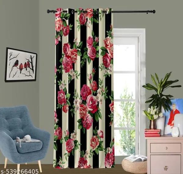 Multicolor_Polycotton_Modern_3D_Flower_Vine_Digital_Print_Curtain