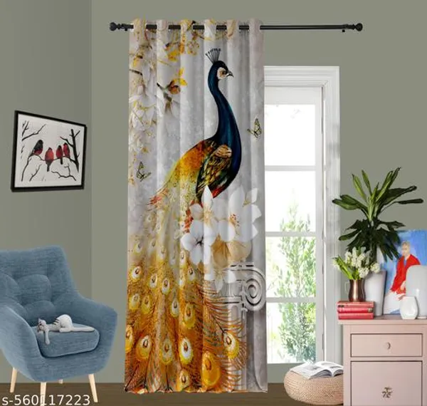 Multicolor_Polyester_Modern_3D_Peacock_Print_Curtain