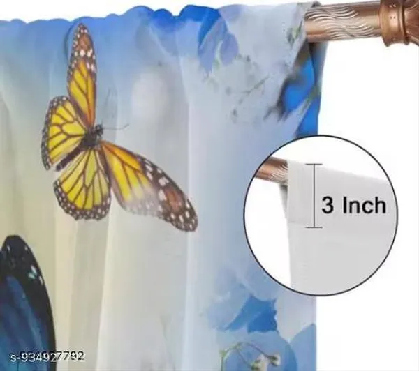 Multicolor_Polycotton_Sky_3D_Butterfly_Print_Eyelet_Window_Curtain