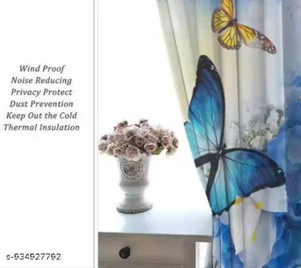 Multicolor_Polycotton_Sky_3D_Butterfly_Print_Eyelet_Window_Curtain