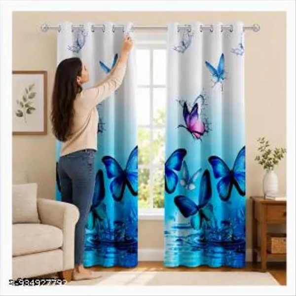 Multicolor_Polycotton_Sky_3D_Butterfly_Print_Eyelet_Window_Curtain