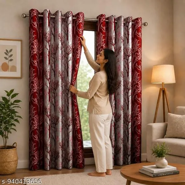 Multicolor_Polycotton_Modern_Silver_Tree_Print_Eyelet_Curtain