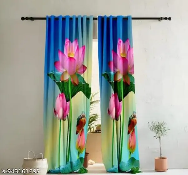 Pack_of_2_Pack_of_2__Multicolor_Polycotton_Blackout_Lotus_Floral_Print_Eyelet_Curtain