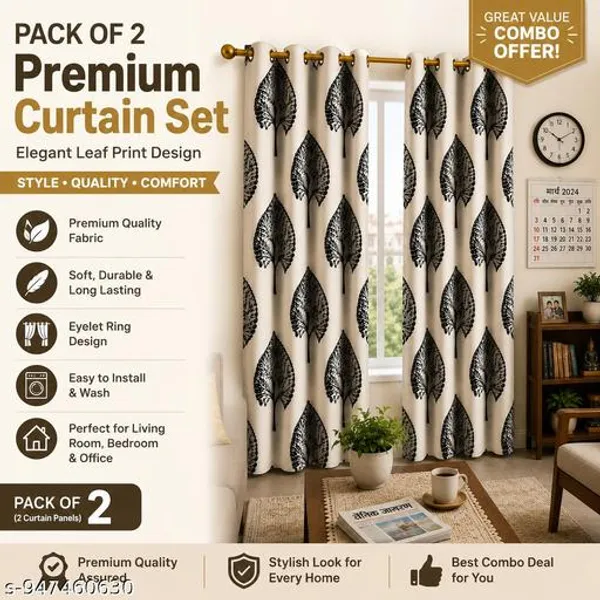 Multicolor_Polycotton_Leaf_Print_Eyelet_Window_Curtain