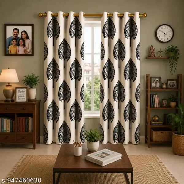 Multicolor_Polycotton_Leaf_Print_Eyelet_Window_Curtain