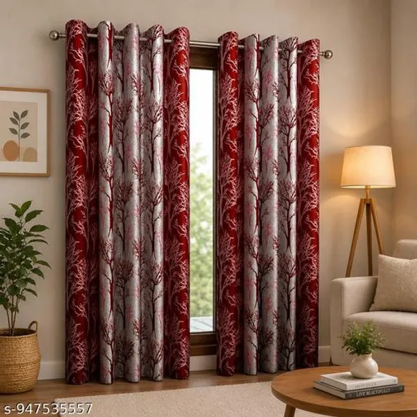 Multicolor_Polycotton_Modern_Tree_Print_Room_Darkening_Eyelet_Curtain