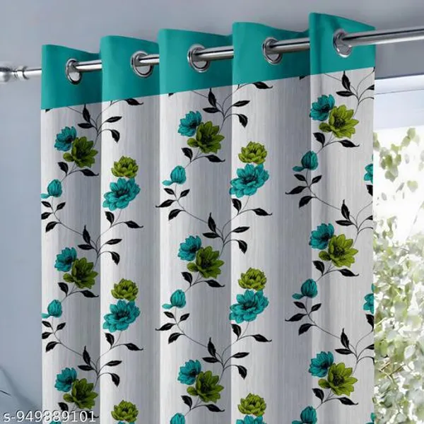 Pack_of_2_Pack_of_2__Multicolor_Polycotton_Floral_Print_Teal_Border_Eyelet_Door_Curtain