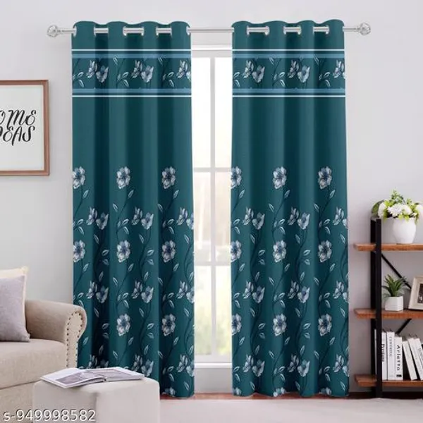 Multicolor_Polycotton_Modern_Teal_Floral_Eyelet_Window_Curtain