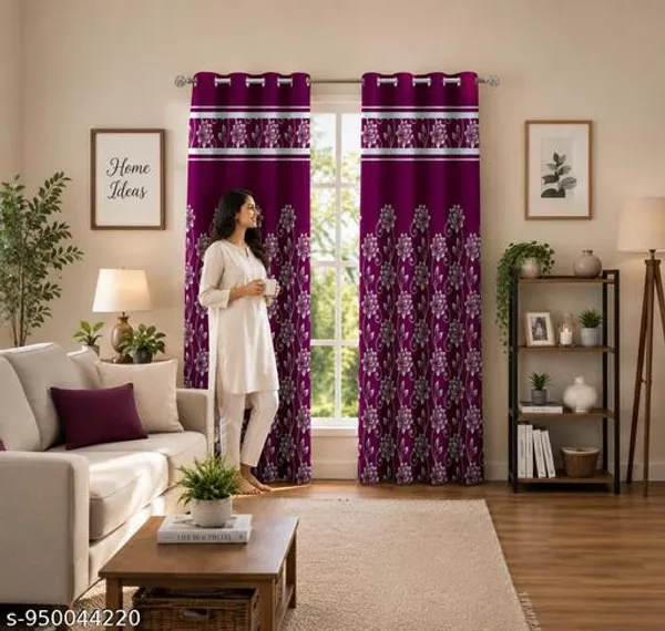 Pack_of_2_Pack_of_2__Multicolor_Polycotton_Silver_Floral_Print_Eyelet_Door_Curtain
