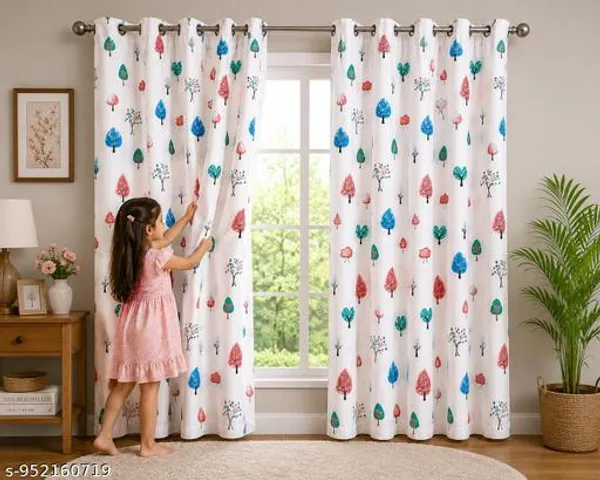 Multicolor_Polycotton_Tree_Print_Eyelet_Window_Curtain