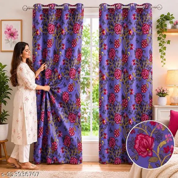 Multicolor_Polycotton_Floral_Print_Window_Curtain