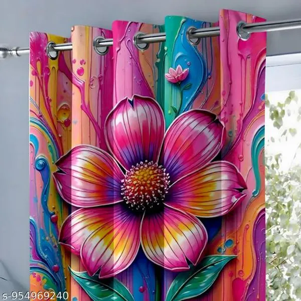 Multicolor_Polycotton_Floral_Print_Eyelet_Door_Curtain