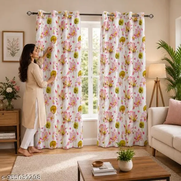 Multicolor_Polycotton_Lotus_Floral_Print_Eyelet_Window_Curtain