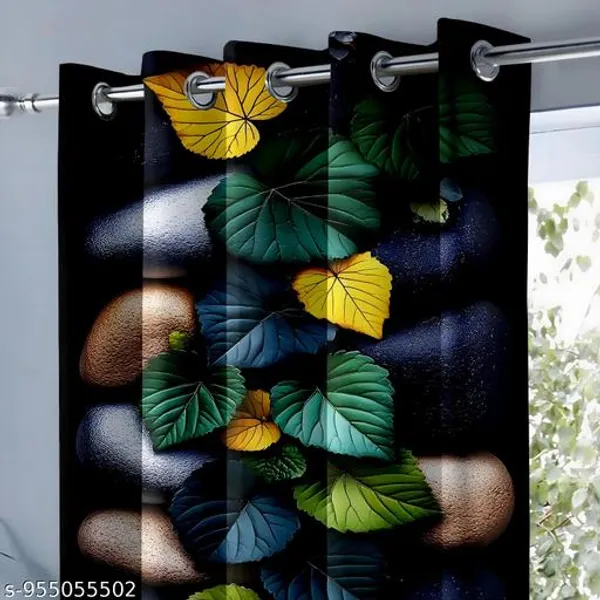 Multicolor_Polycotton_Modern_Leaf_Pebble_Print_Window_Curtain