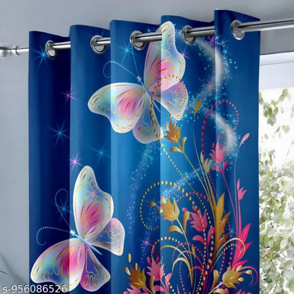 Multicolor_Polycotton_Kids_Butterfly_Print_Eyelet_Door_Curtain