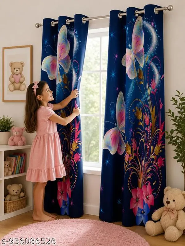 Multicolor_Polycotton_Kids_Butterfly_Print_Eyelet_Door_Curtain
