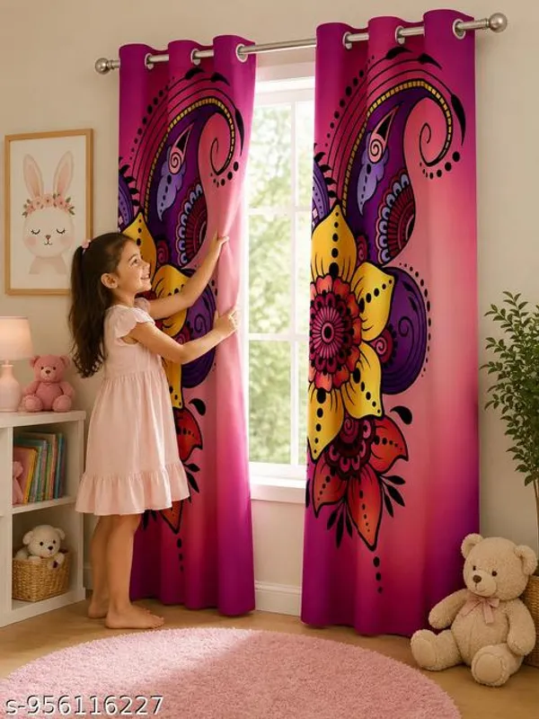 Pack_of_2_Pack_of_2__Multicolor_Polycotton_Bohemian_Floral_Mandala_Print_Eyelet_Door_Curtain