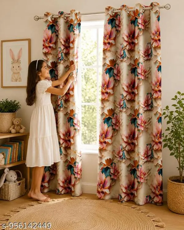 Pack_of_2_Pack_of_2__Multicolor_Polycotton_3D_Floral_Print_Eyelet_Door_Curtain