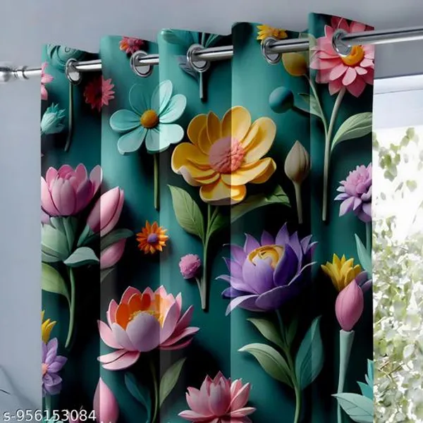 Pack_of_2_Pack_of_2__Multicolor_Polycotton_3D_Floral_Garden_Print_Eyelet_Door_Curtain
