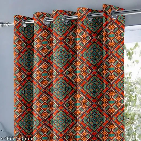 Multicolor_Polycotton_Ethnic_Geometric_Diamond_Print_Eyelet_Curtain