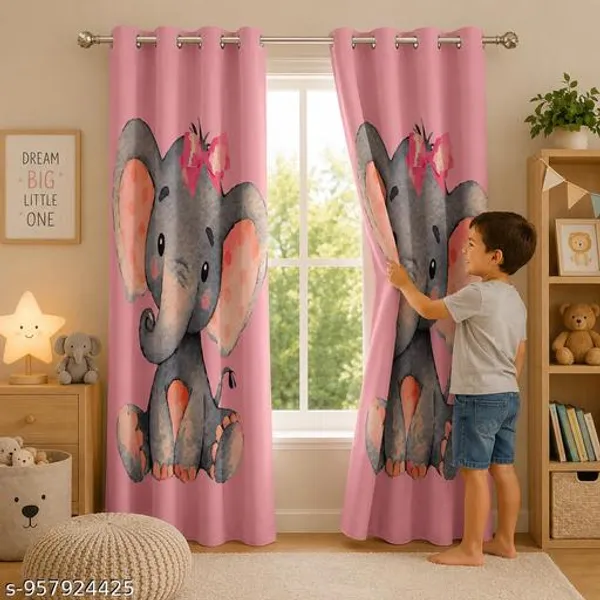 Multicolor_Polycotton_Kids_Cartoon_Elephant_Print_Blackout_Eyelet_Curtain