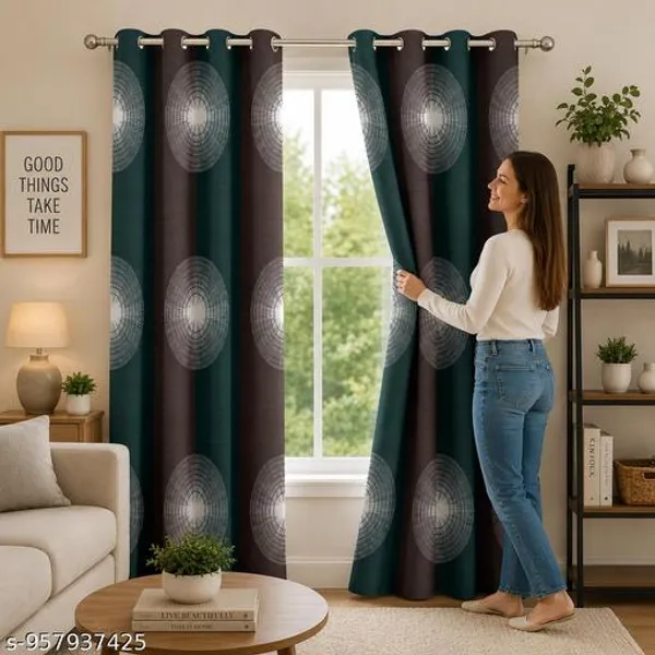Multicolor_Polycotton_Contemporary_Geometric_Circle_Print_Eyelet_Window_Curtain