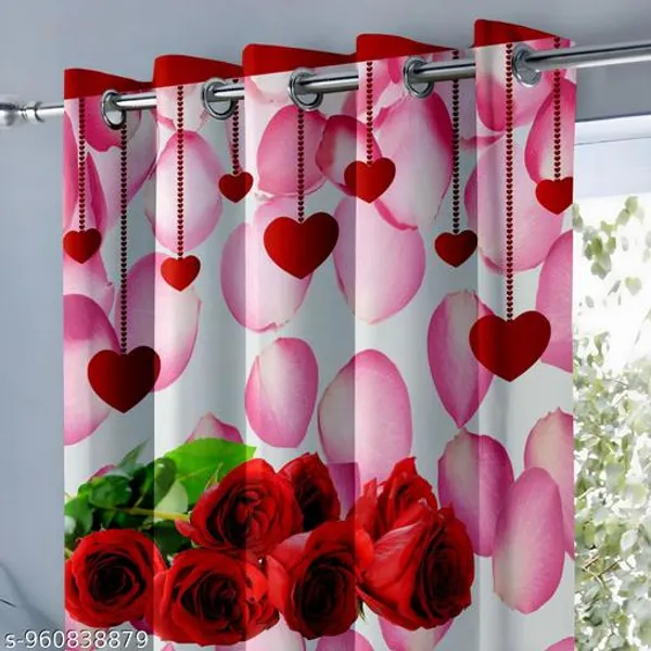 Multicolor_Polycotton_Rose_Heart_Print_Eyelet_Door_Curtain