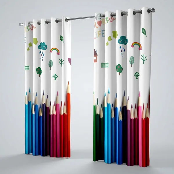 Multicolor_Polycotton_Kids_Pencil_Rainbow_Doodle_Print_Door_Curtain