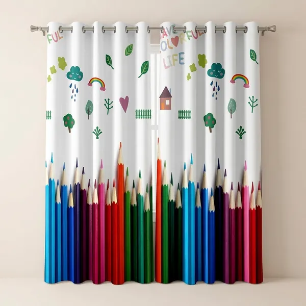 Multicolor_Polycotton_Kids_Pencil_Rainbow_Doodle_Print_Door_Curtain