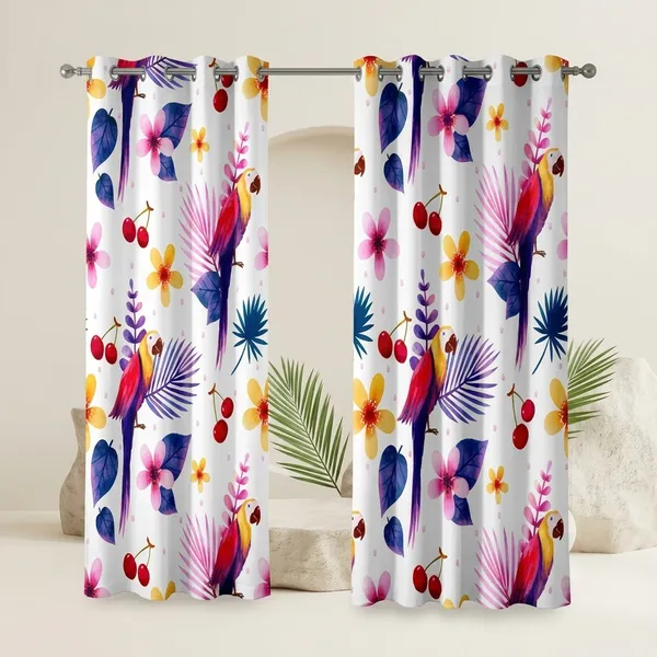 Pack_of_2_Pack_of_2__Multicolor_Polycotton_Tropical_Floral_Aviary_Parrots_Digital_Print_Door_Curtain