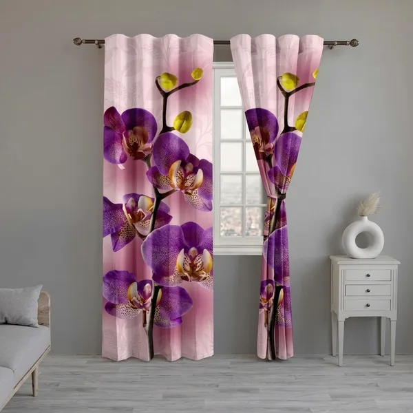 Multicolor_Polycotton_3D_Orchid_Floral_Digital_Print_Curtain
